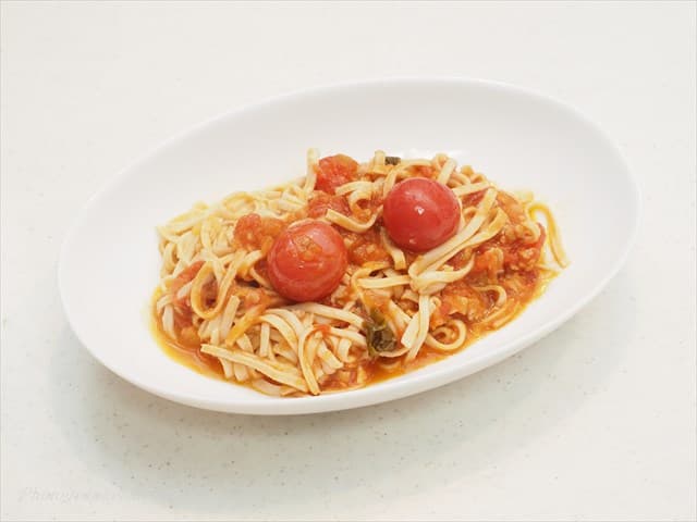 九州まーめんのトマトパスタ